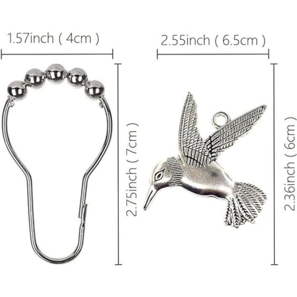 ZILucky Ganchos para cortina de ducha diseño de colibrí_3