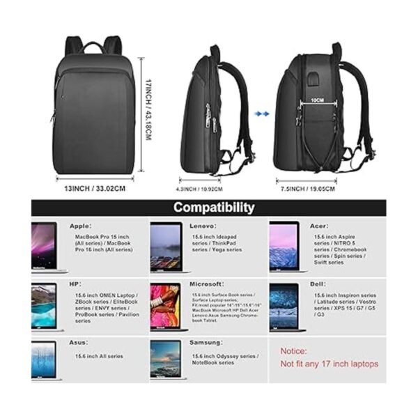 ZINZ Mochila delgada y expandible para laptop de 15 15.6_2