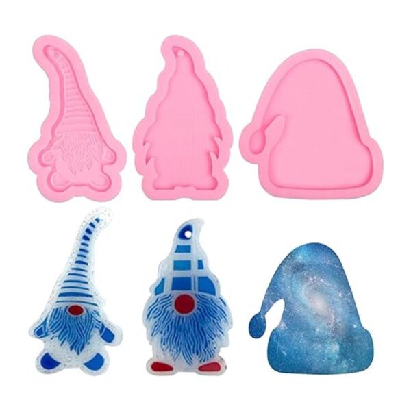 Moldes de silicona con forma de gnomo 3 piezas llavero