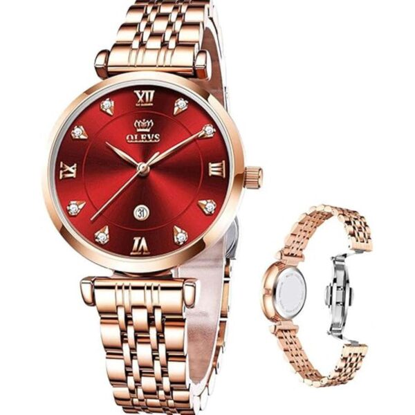 Rose Gold Watches for Women Stainless Steel Band Quartz_1