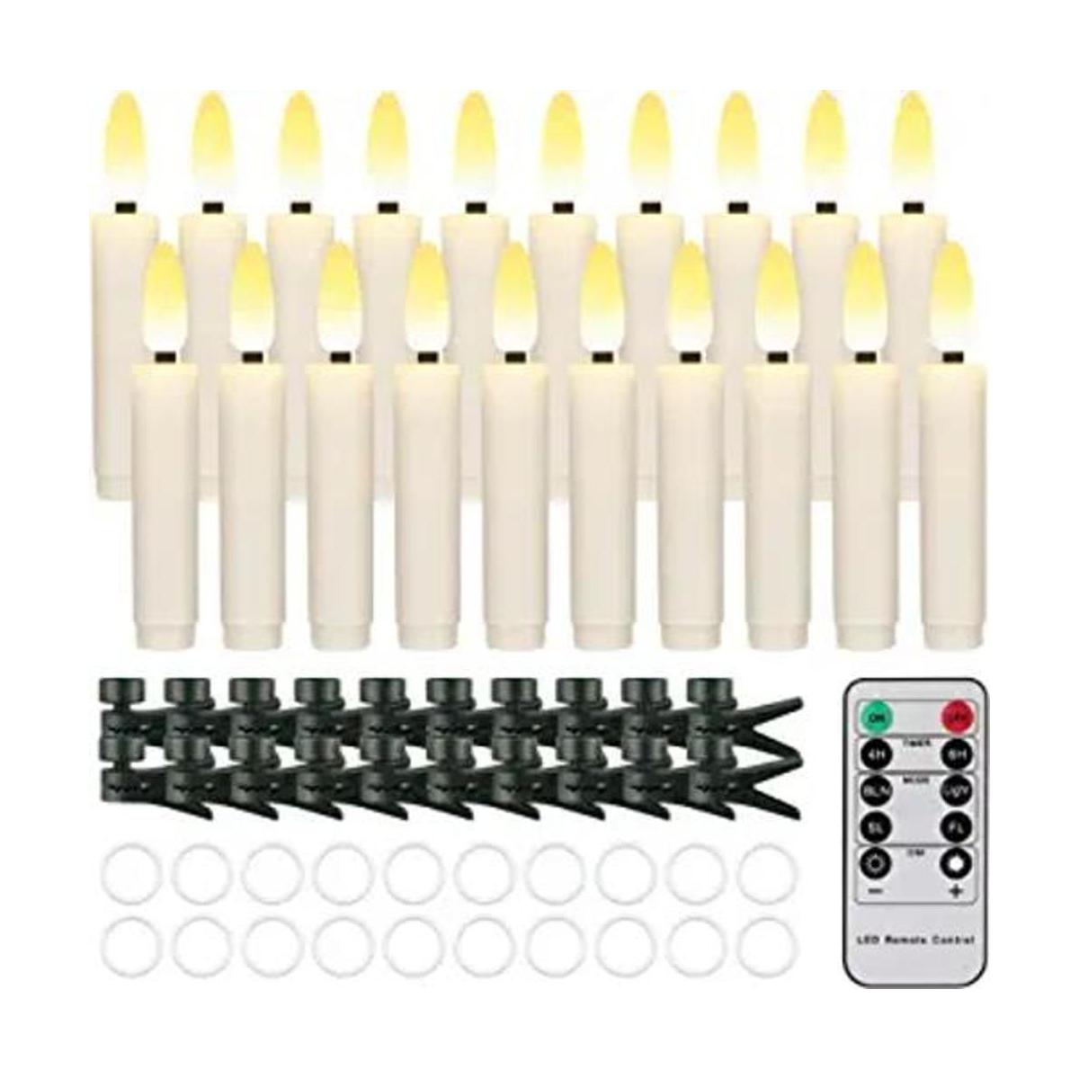 20 velas LED sin llama con llama parpadeante funciona