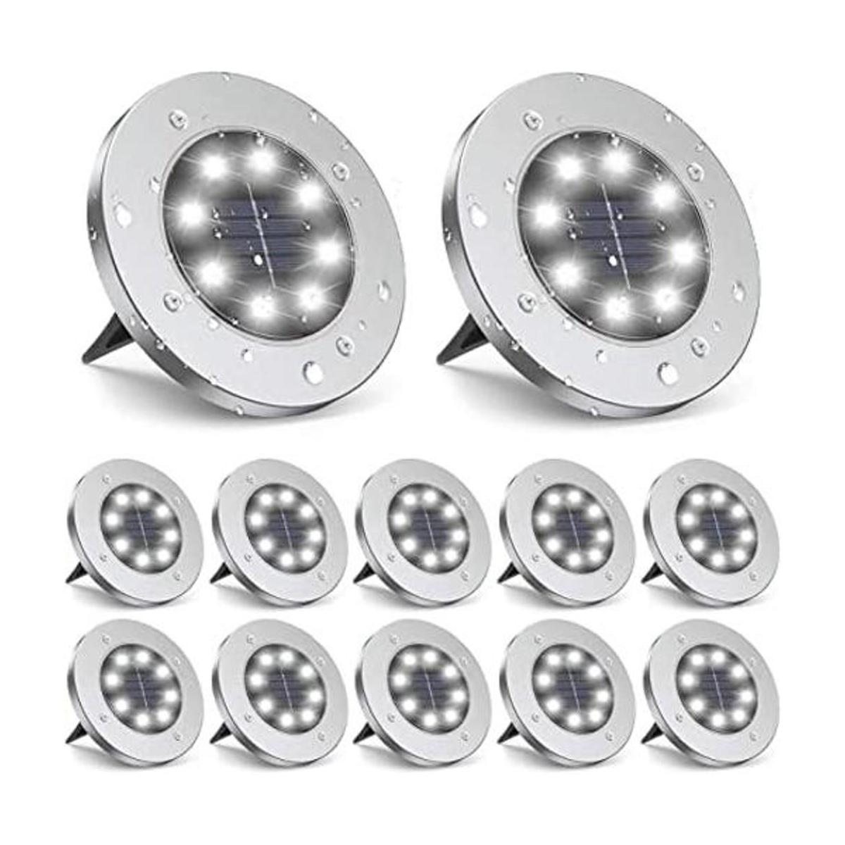 ZGWJ Luces solares de tierra 12 paquetes de 8 luces LED