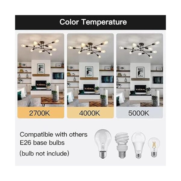 ZGLAOJT Lámpara de techo semiempotrada negra de 9 luces_2