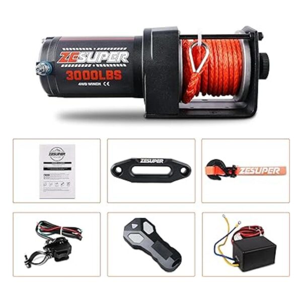 ZESUPER Cabrestante eléctrico de 3000 libras y 12 V CC_5