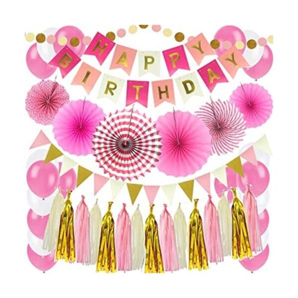 ZERODECO Decoración de fiesta de cumpleaños pancarta rosa_1