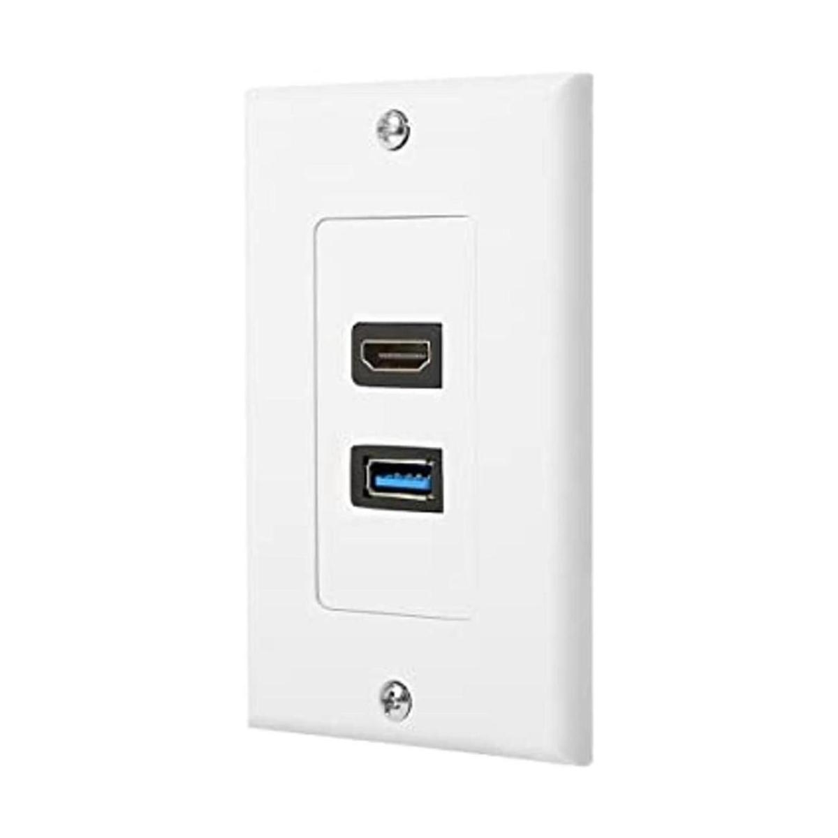 Placa de pared HDMI y USB 3.0 cargador de pared HDMI