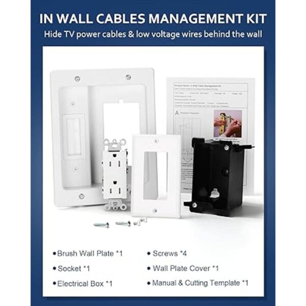 ZEXMTE Kit de gestión de cables en pared para TV salida