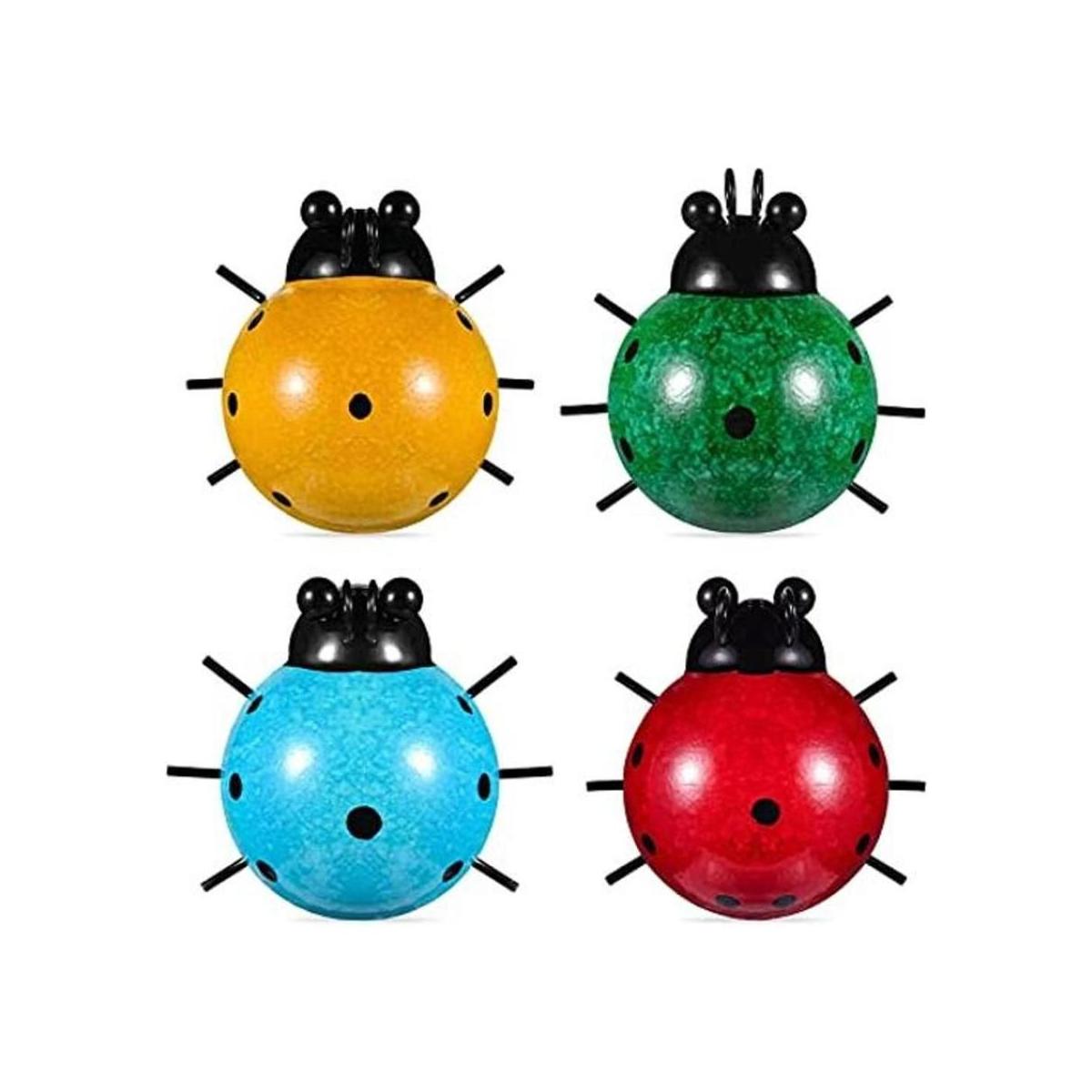 4 piezas de mariquitas de metal decoración de pared
