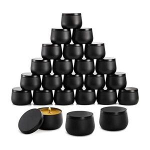 ZENFUN 24 latas de velas negras con tapas tarros de velas