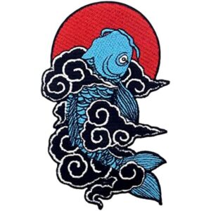 Parche bordado con diseño de peces Koi japoneses para_1