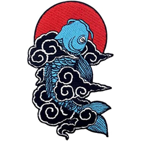 Parche bordado con diseño de peces Koi japoneses para_1