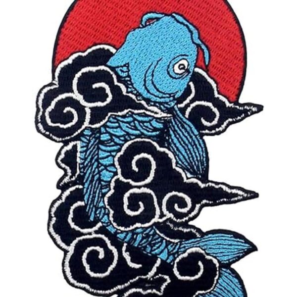 Parche bordado con diseño de peces Koi japoneses para_2