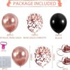 Globos de confeti metálicos cromados de oro rosa y negro