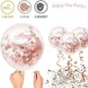 Globos de confeti metálicos cromados de oro rosa y negro