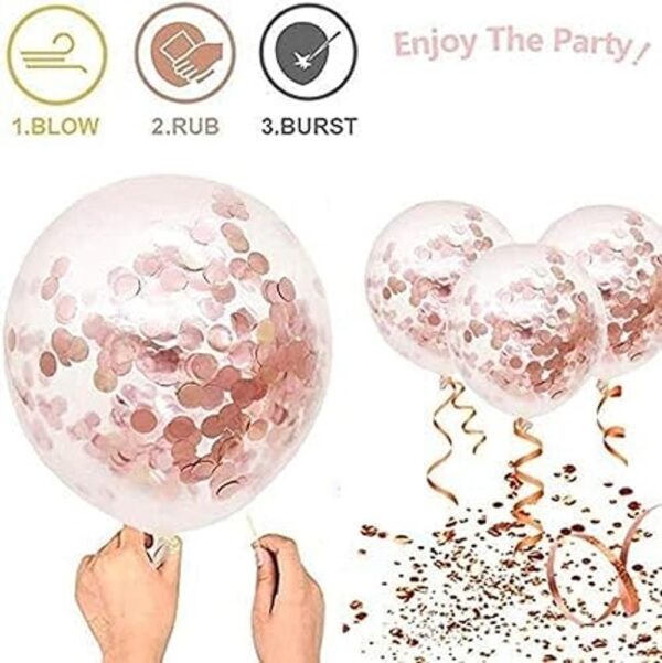 Globos de confeti metálicos cromados de oro rosa y negro