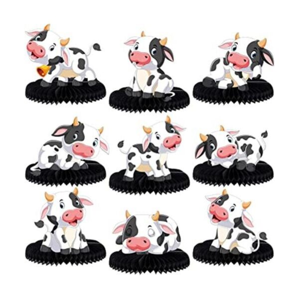 9 piezas de centros de mesa de vaca con diseño de panal de_1