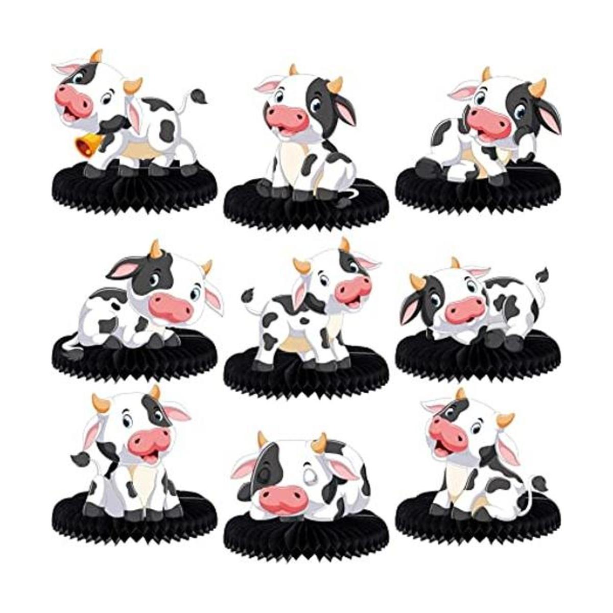 9 piezas de centros de mesa de vaca con diseño de panal de