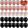 Globos de confeti metálicos cromados de oro rosa y negro