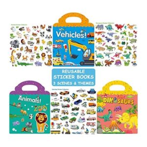 Juego de 3 libros de calcomanías reutilizables para niños_1