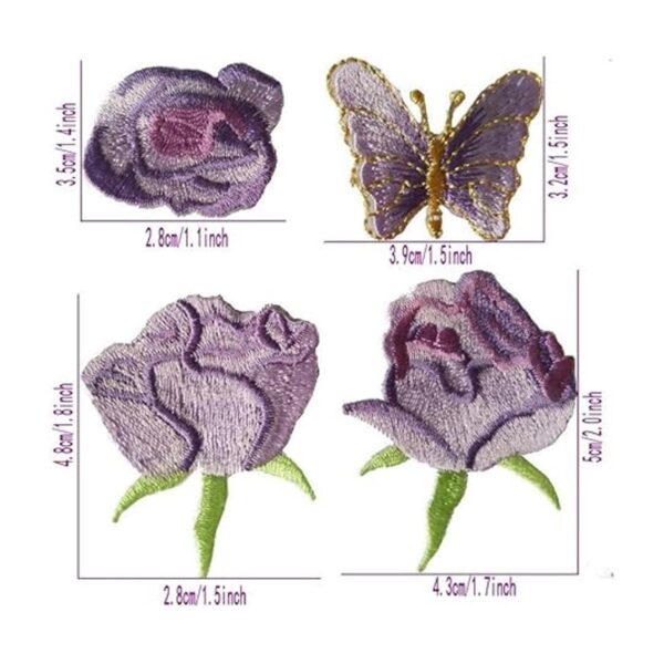 Hierro azul pequeño del bordado de la mariposa de la flor_2