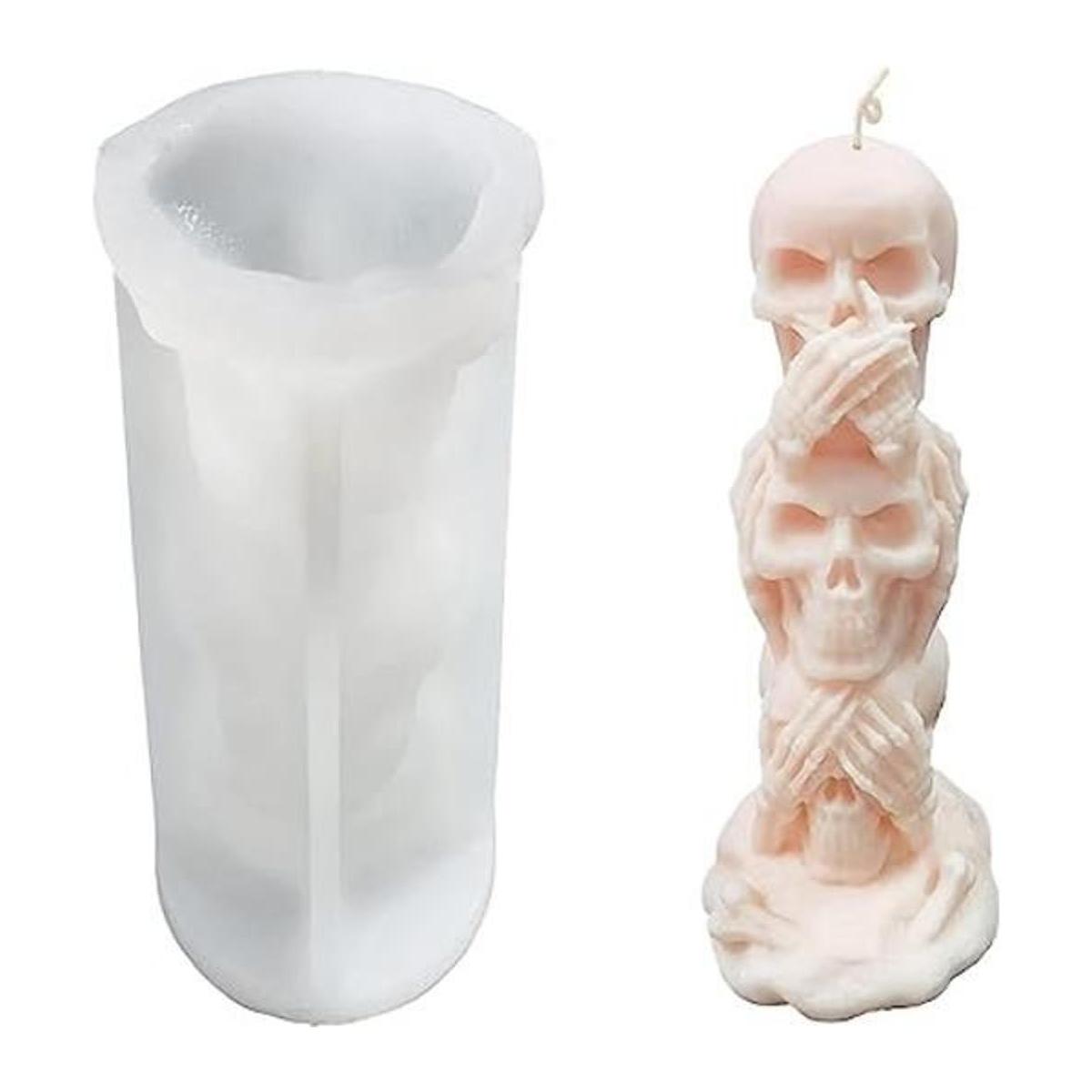 Molde de vela de calavera 3D columna de resina de