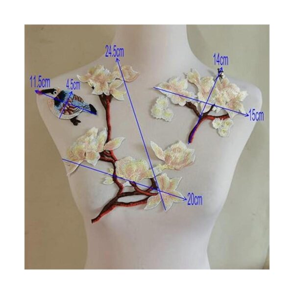 Juego de 5 calcomanías bordadas con flores para ropa