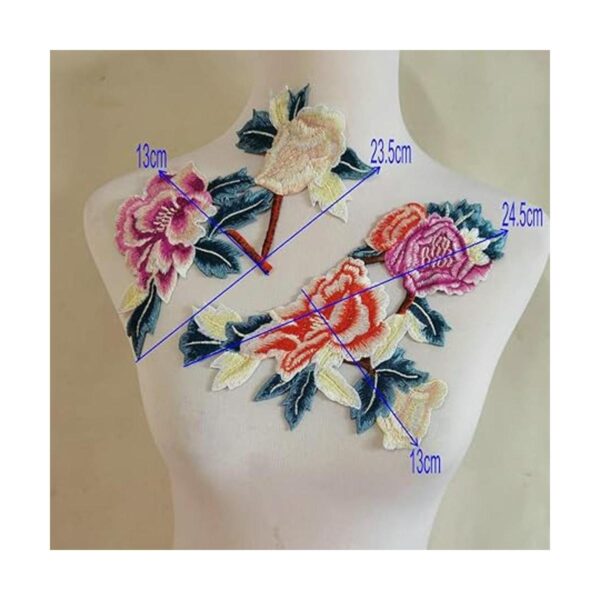 Juego de 5 calcomanías bordadas con flores para ropa