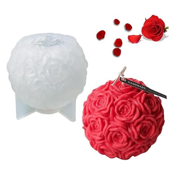 Moldes grandes para velas de rosas 3D molde de silicona_1