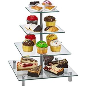 ZAFUU Soporte cuadrado para cupcakes de vidrio templado de_1