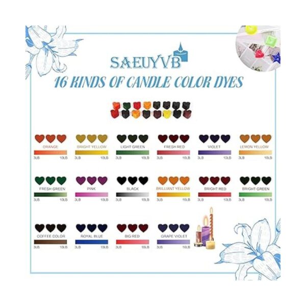 Juego de tinte para velas 16 colores para hacer velas