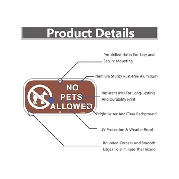 Señal Yuntarda No Pets Perlowed Sign 12.0 x 6.0 in 40_3