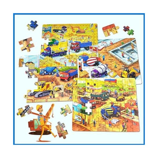 Puzzles de madera 4 en 1 para vehículos de construcción en_3