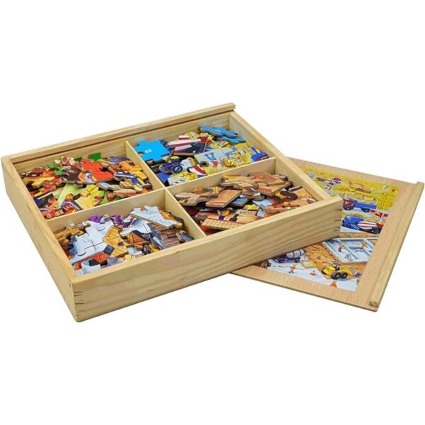 Puzzles de madera 4 en 1 para vehículos de construcción en_2
