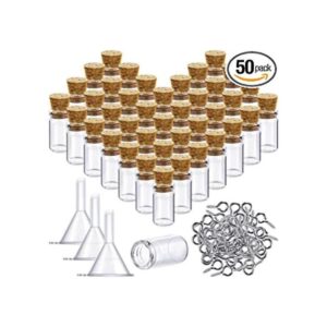 Juego de 50 botellas pequeñas de vidrio con tapones de_1