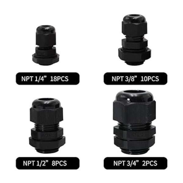 Makerele NPT Cable Glándulas Kit Impermeable Ajustable_2