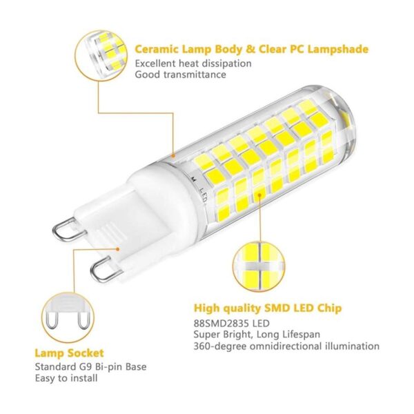 Bombilla LED G9 de 7 W regulable 50 W 60 W equivalente