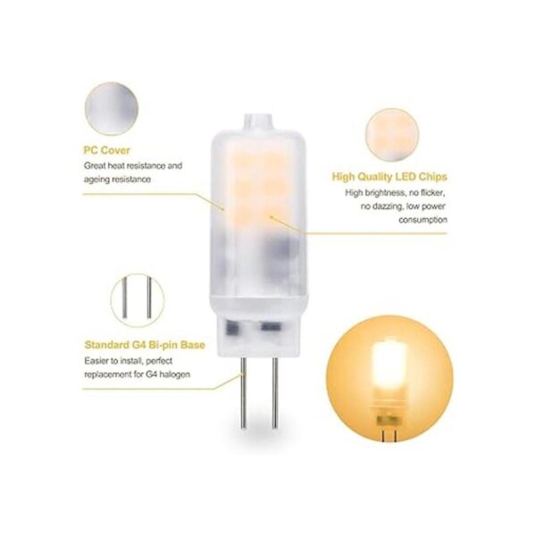 Bombilla LED G4 de 2 W ACDC 12 V blanco cálido 2700 K G4