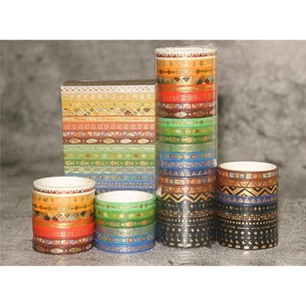 YUBBAEX Juego de 26 rollos de cinta washi india 0.197 in_5