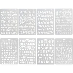 Paquete de 8 plantillas de pintura de plástico letras del_1