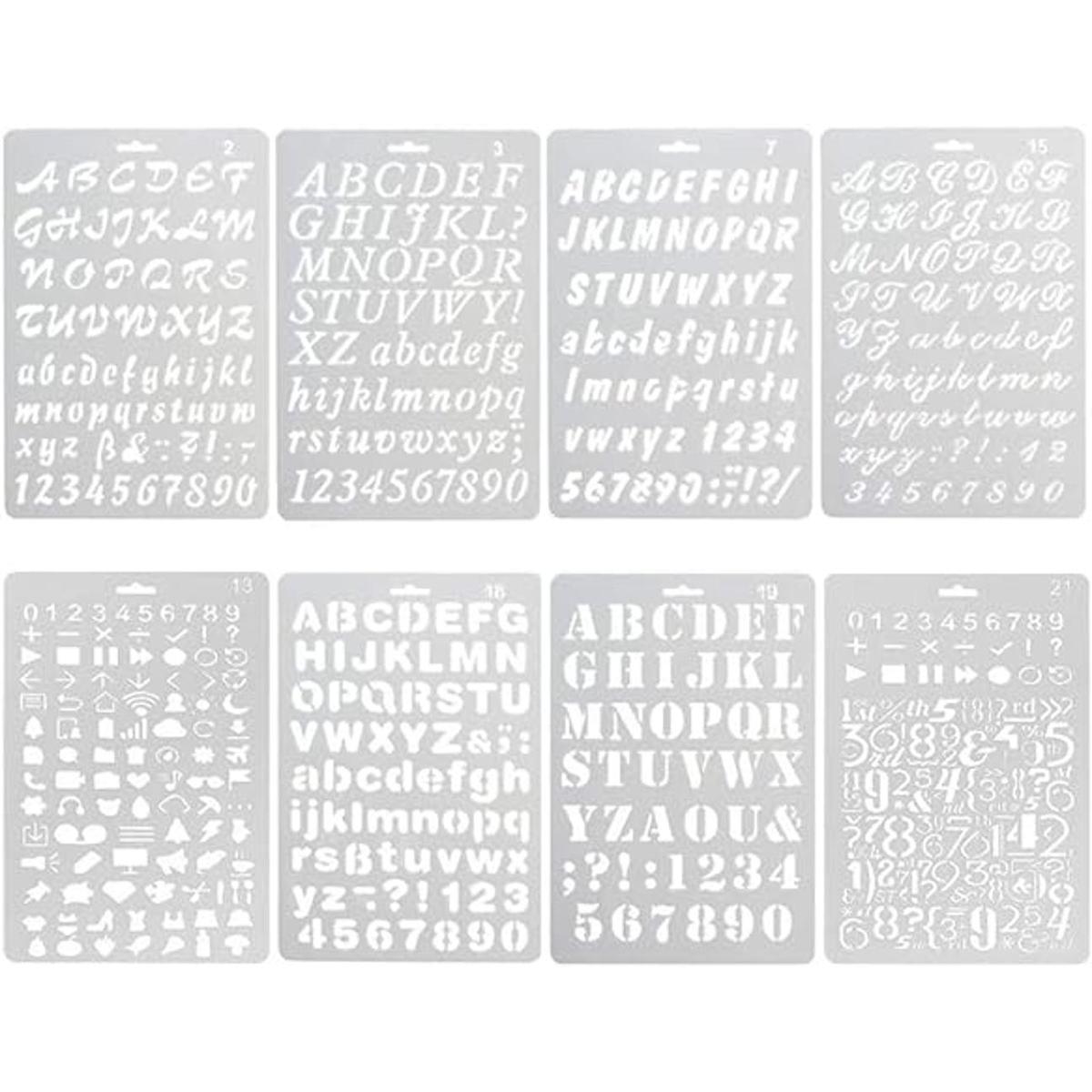 Paquete de 8 plantillas de pintura de plástico letras del