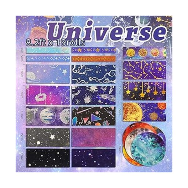 YUBBAEX Galaxy Washi Juego de cintas decorativas de papel