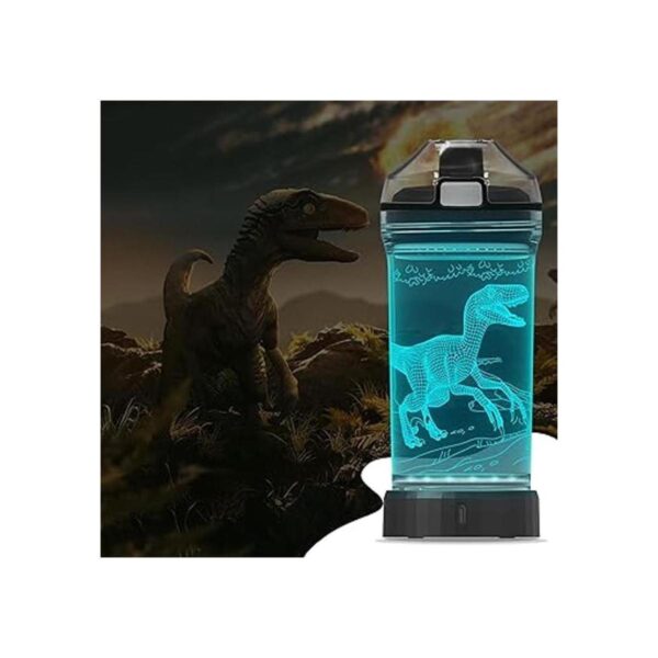 Botella de agua de dinosaurio iluminada con luz nocturna_4