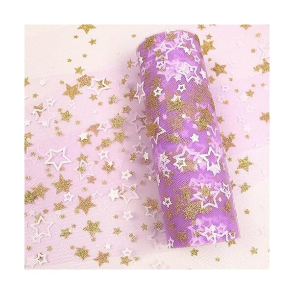 Yuanchuan Golden Star Glitter Tulle Rolls 6 pulgadas x 10