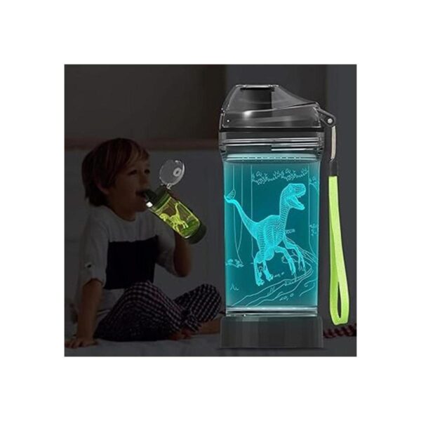 Botella de agua de dinosaurio iluminada con luz nocturna_2