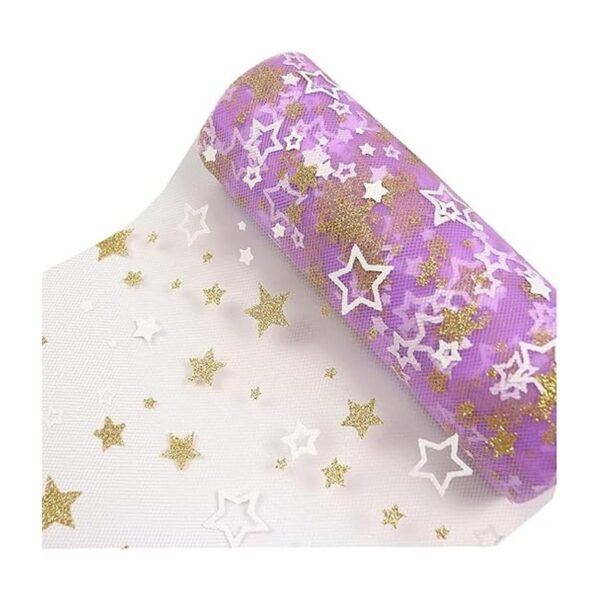 Yuanchuan Golden Star Glitter Tulle Rolls 6 pulgadas x 10
