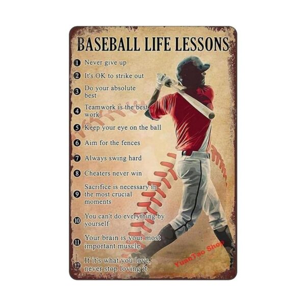 Yuantao Baseball Life Lessons Never Give Up Letrero de_1
