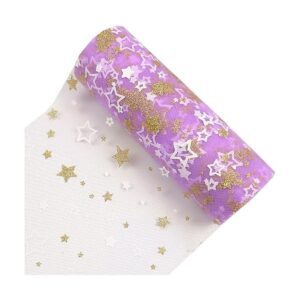 Yuanchuan Golden Star Glitter Tulle Rolls 6 pulgadas x 10
