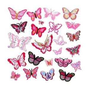24 parches de mariposa termoadhesivos de mariposa rosa