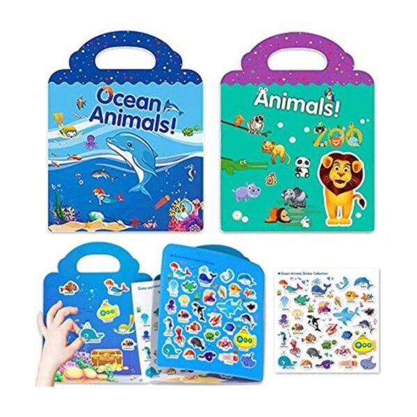 Libros de calcomanías reutilizables para niños 2 juegos
