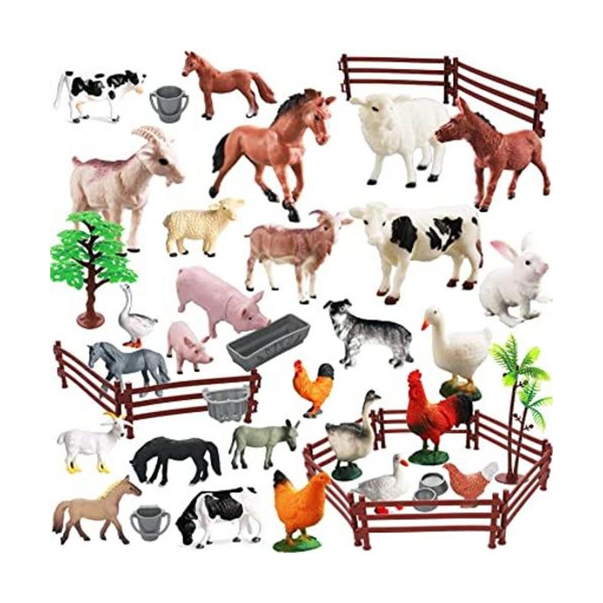 Figuras realistas de animales de granja juego de 44